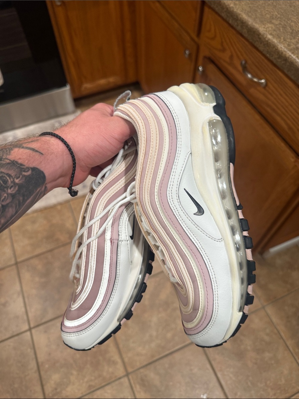 Nike Air Max 97 Sneakers in White and Blush